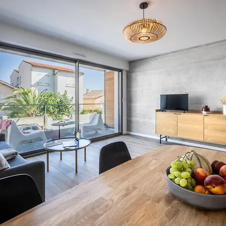 South-of-france T2 Neuf De Gamme, Climatise, Parking Gratuit, 2eme Ligne, Balcon 2 * Карнон-Плаж